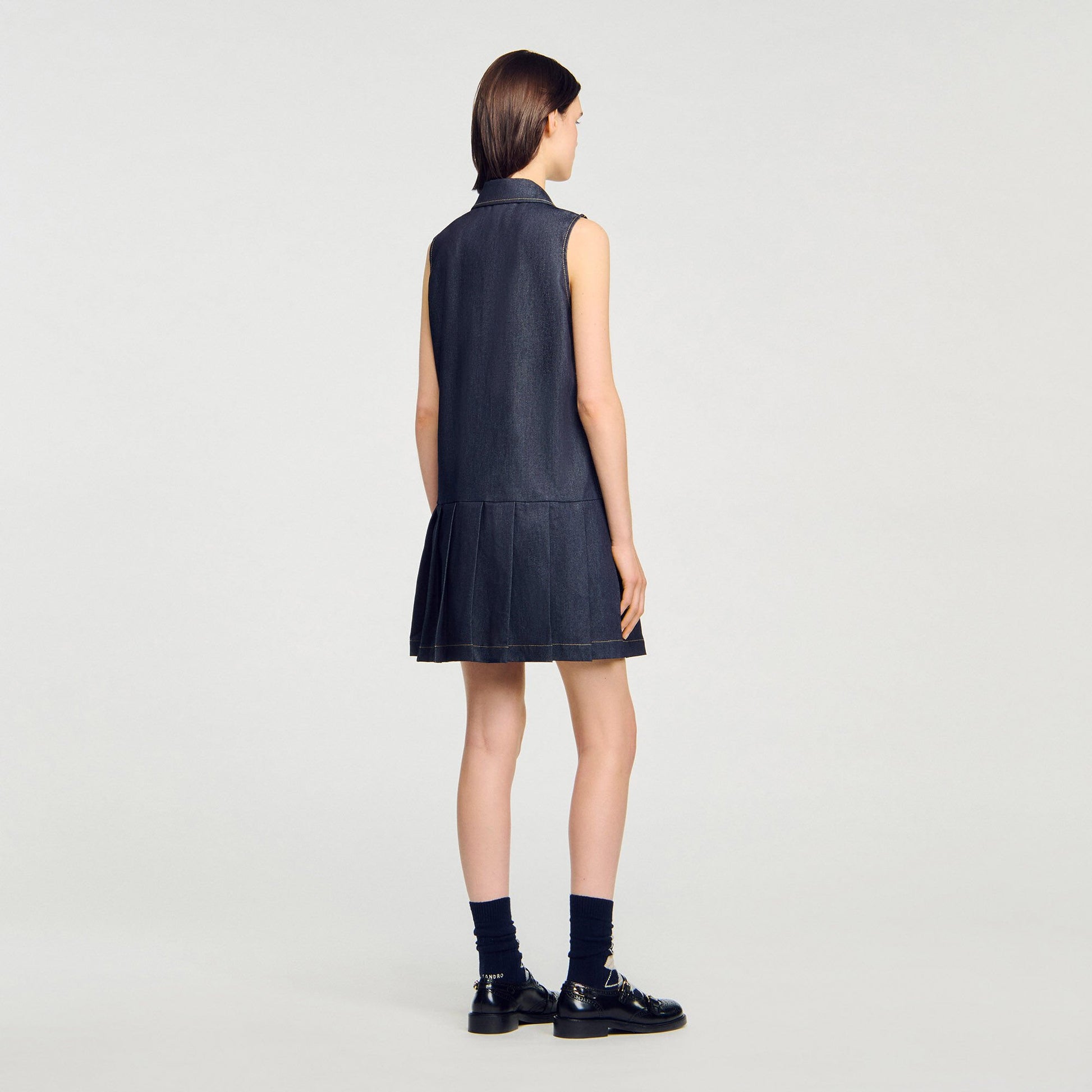 Sandro Mini denim dress Deep Blue