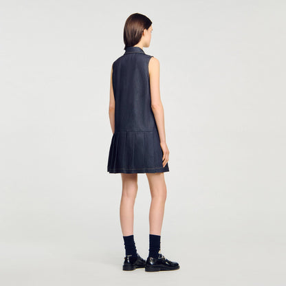 Sandro Mini denim dress Deep Blue