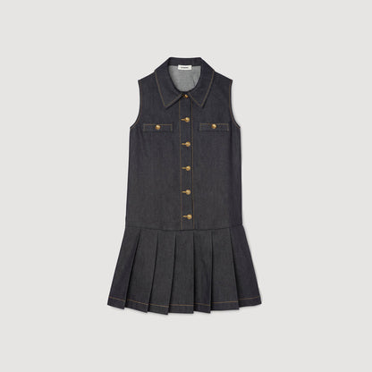 Sandro Mini denim dress Deep Blue