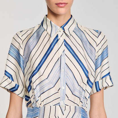 Sandro Spiral-motif silk midi dress Sky Blue