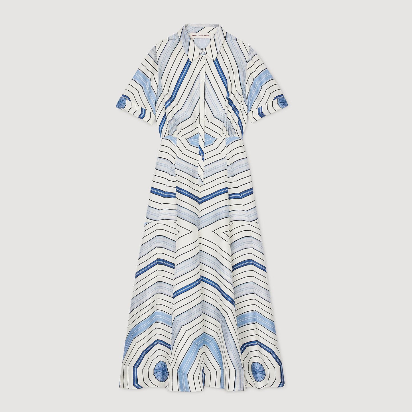 Sandro Spiral-motif silk midi dress Sky Blue