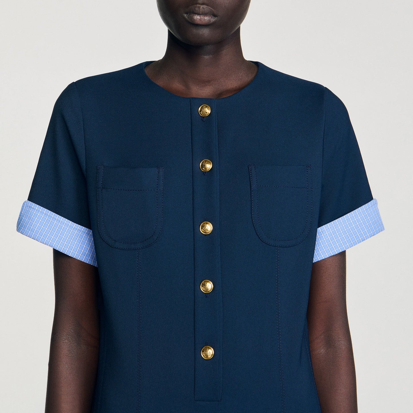 Sandro Mini pleated dress Navy Blue