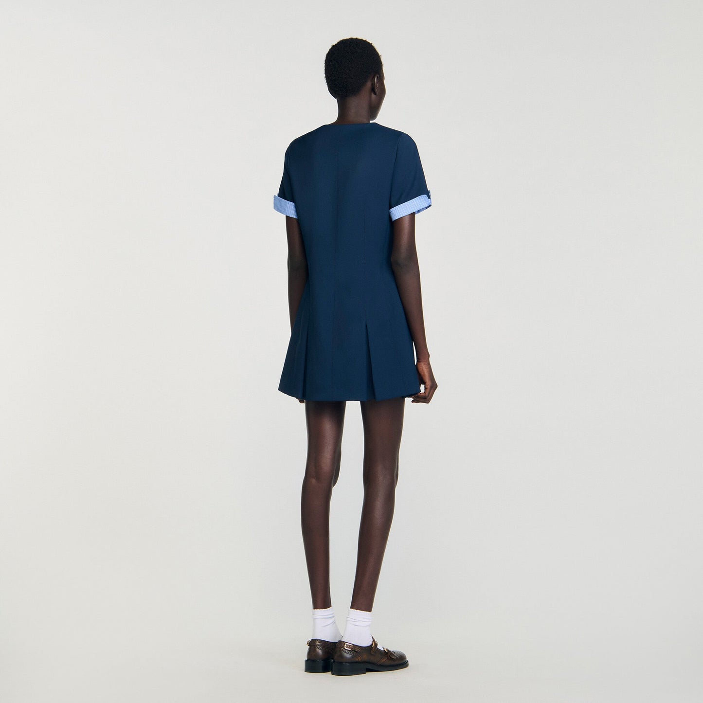 Sandro Mini pleated dress Navy Blue