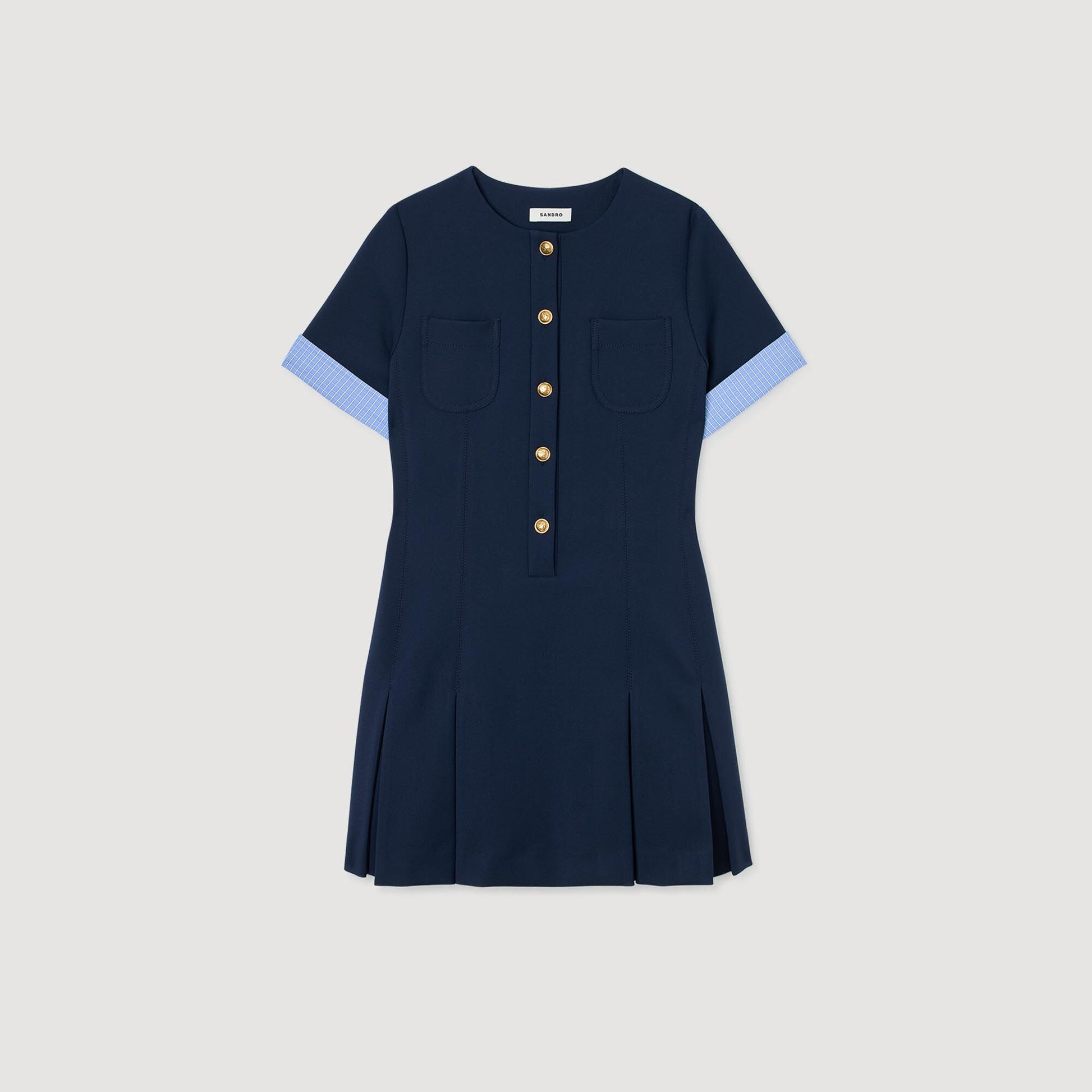 Sandro Mini pleated dress Navy Blue