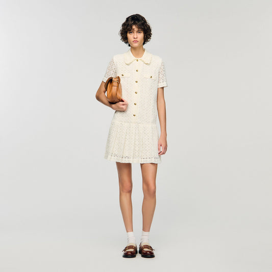 Sandro Mini lace dress Ecru