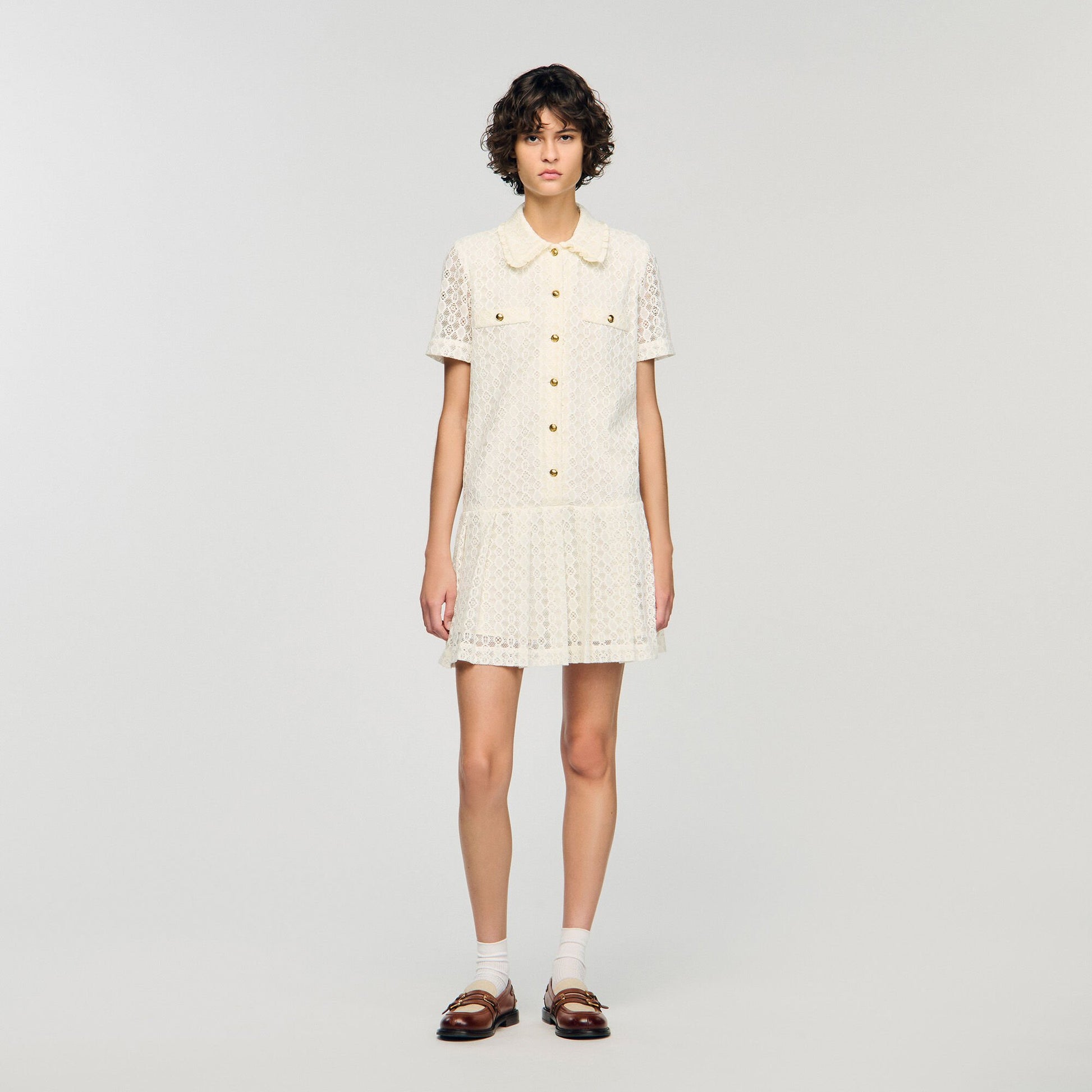 Sandro Mini lace dress Ecru