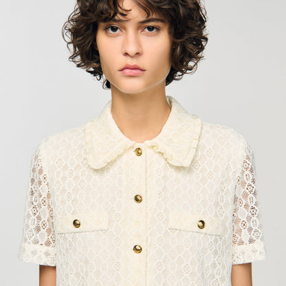 Sandro Mini lace dress Ecru