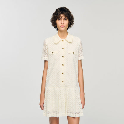 Sandro Mini lace dress Ecru