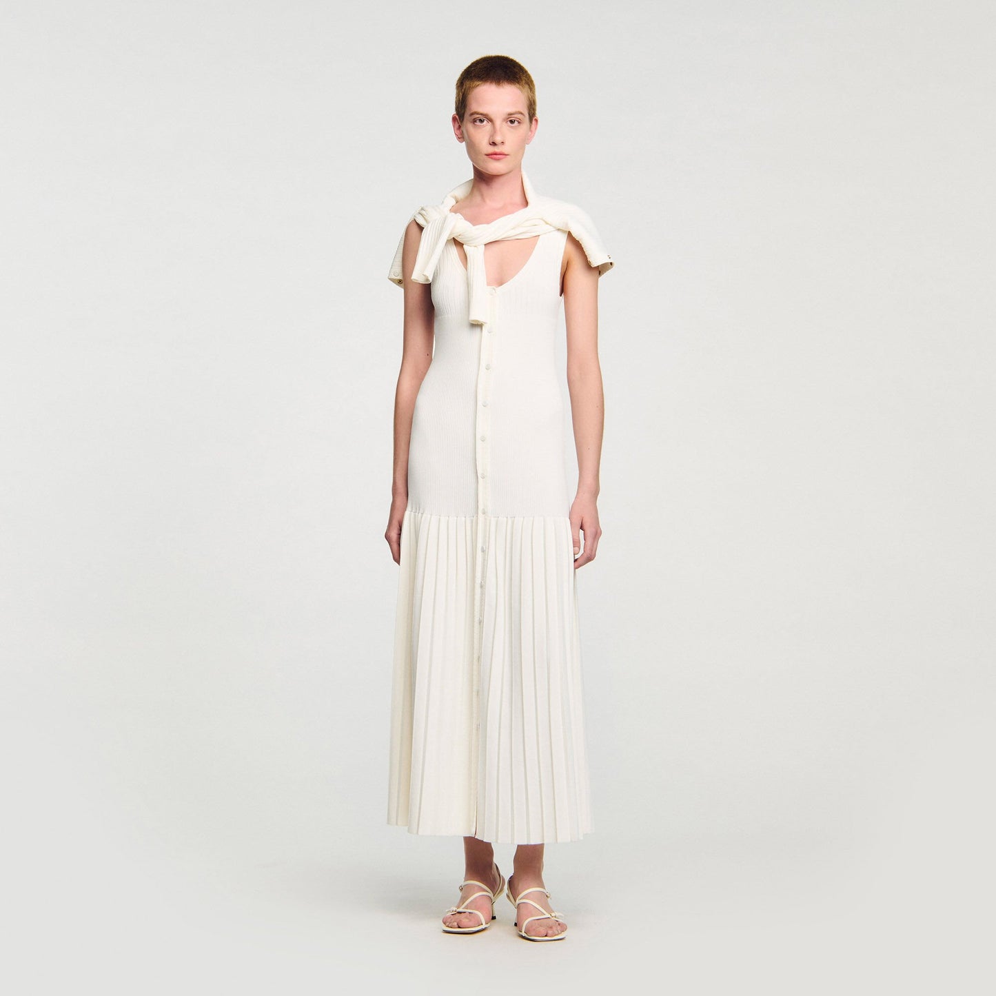 Sandro Knit maxi dress Ecru