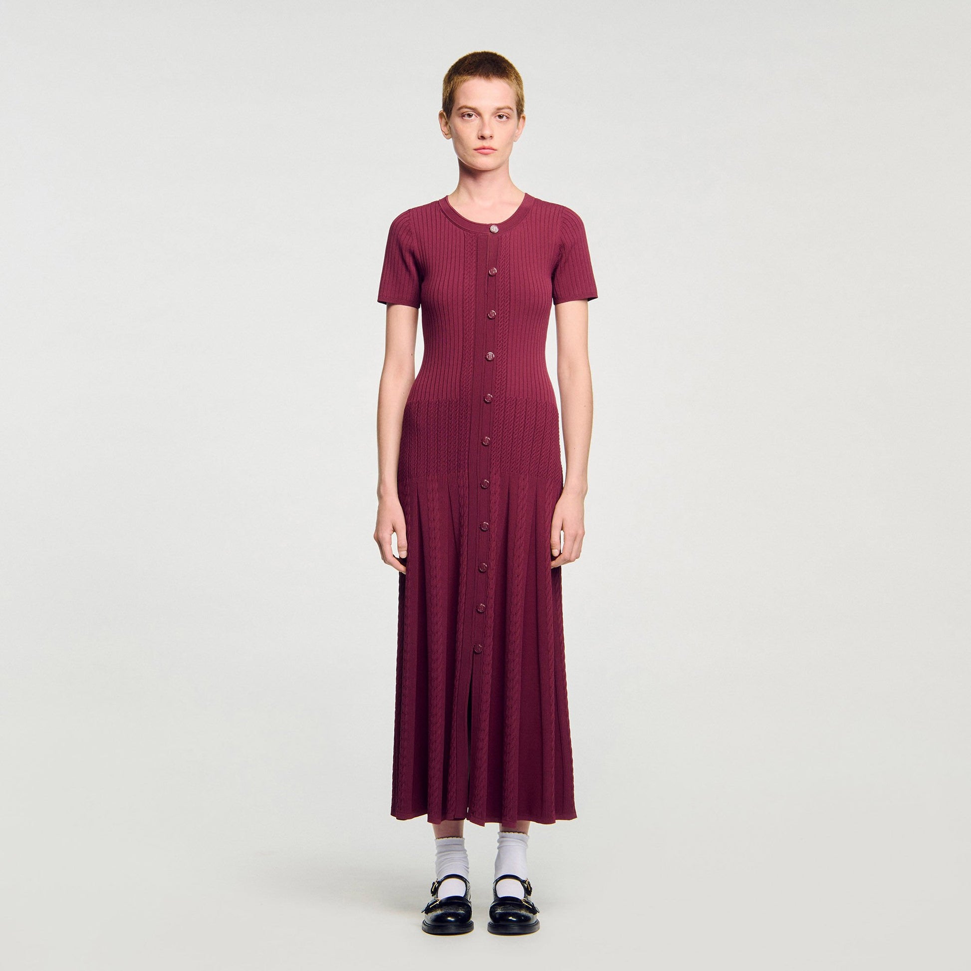 Sandro Knit maxi dress Bordeaux