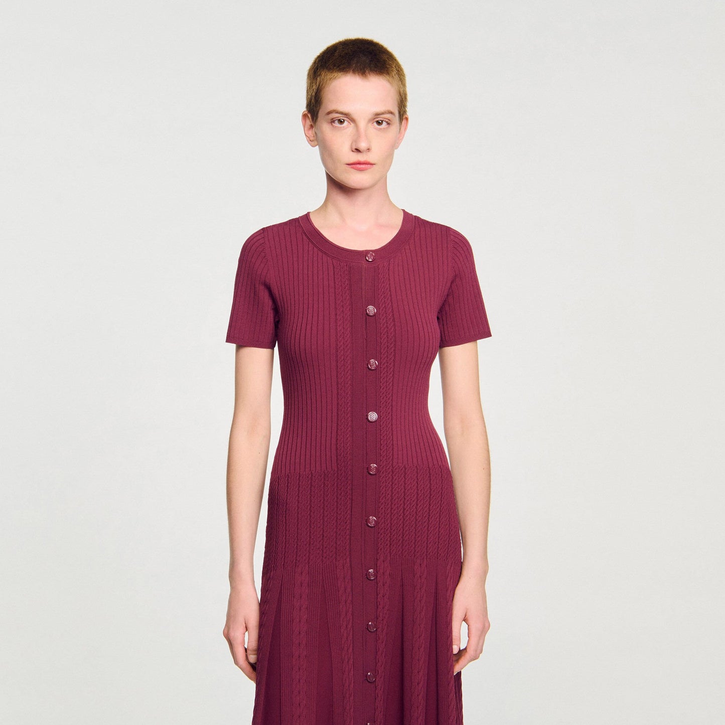 Sandro Knit maxi dress Bordeaux