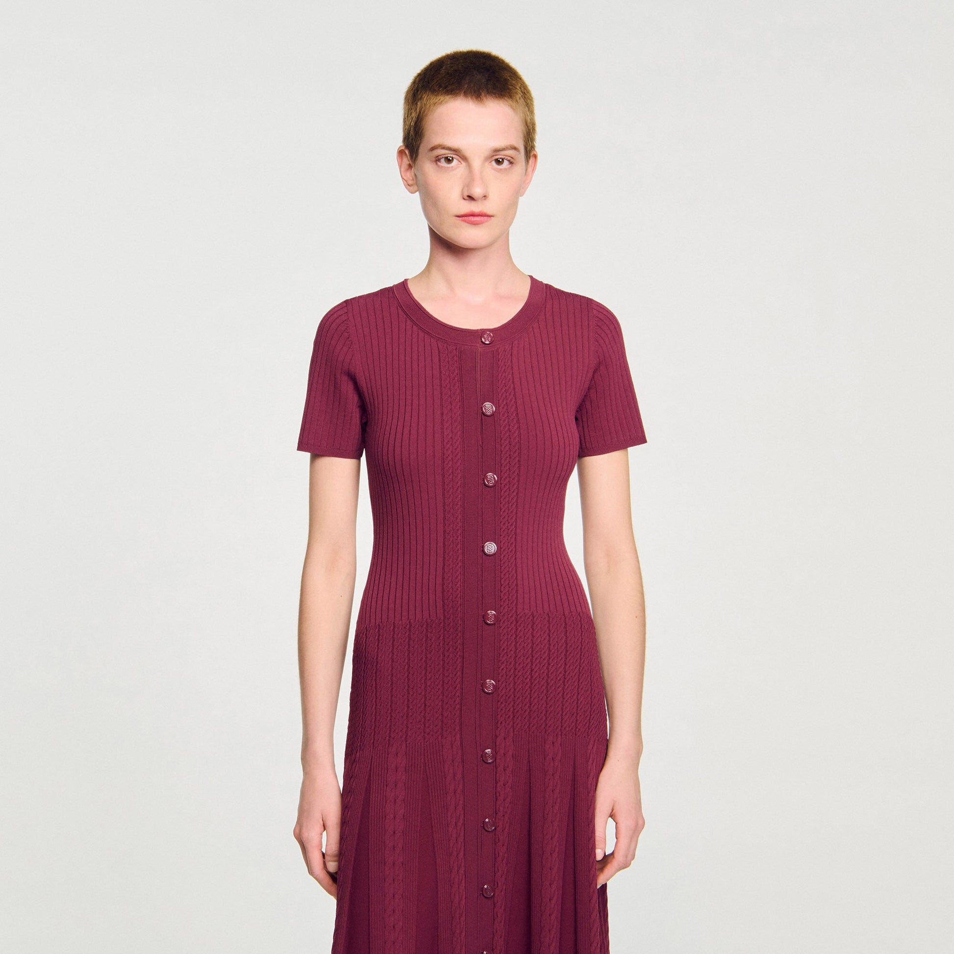 Sandro Knit maxi dress Bordeaux