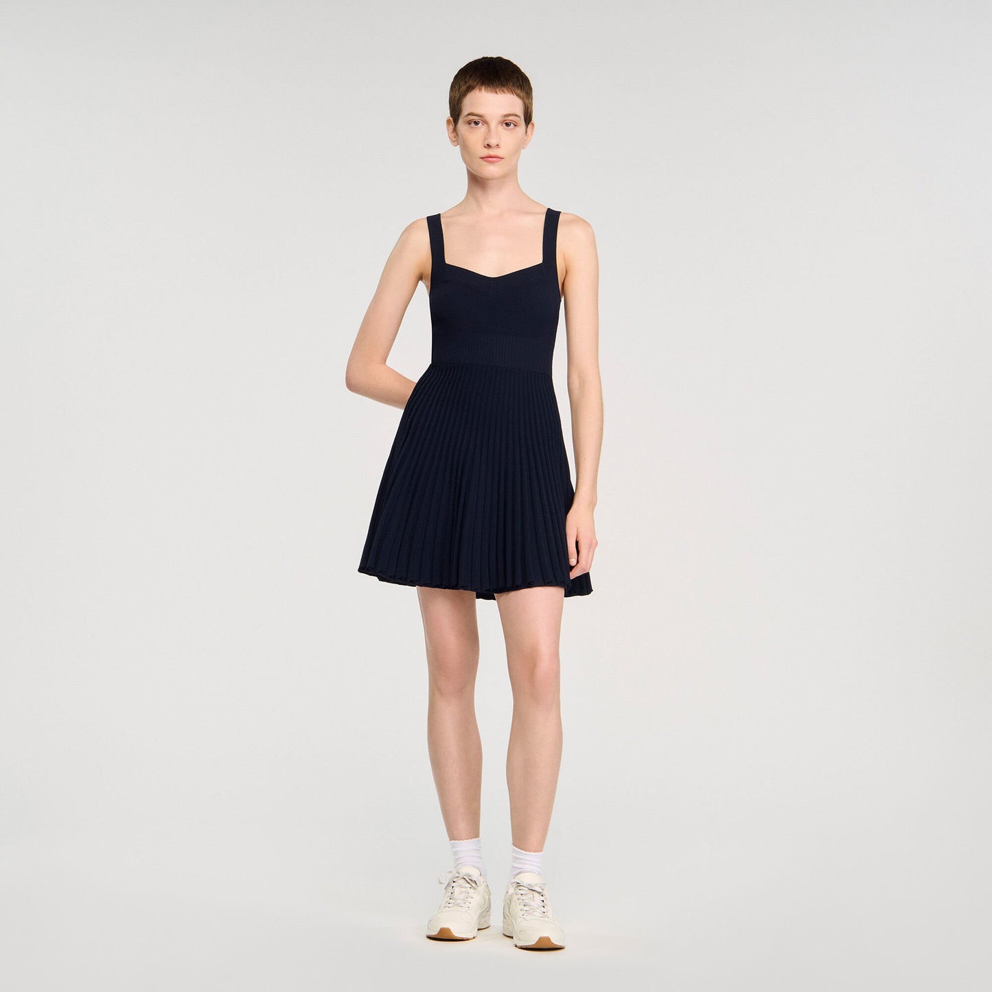 Sandro Mini knit dress Navy Blue