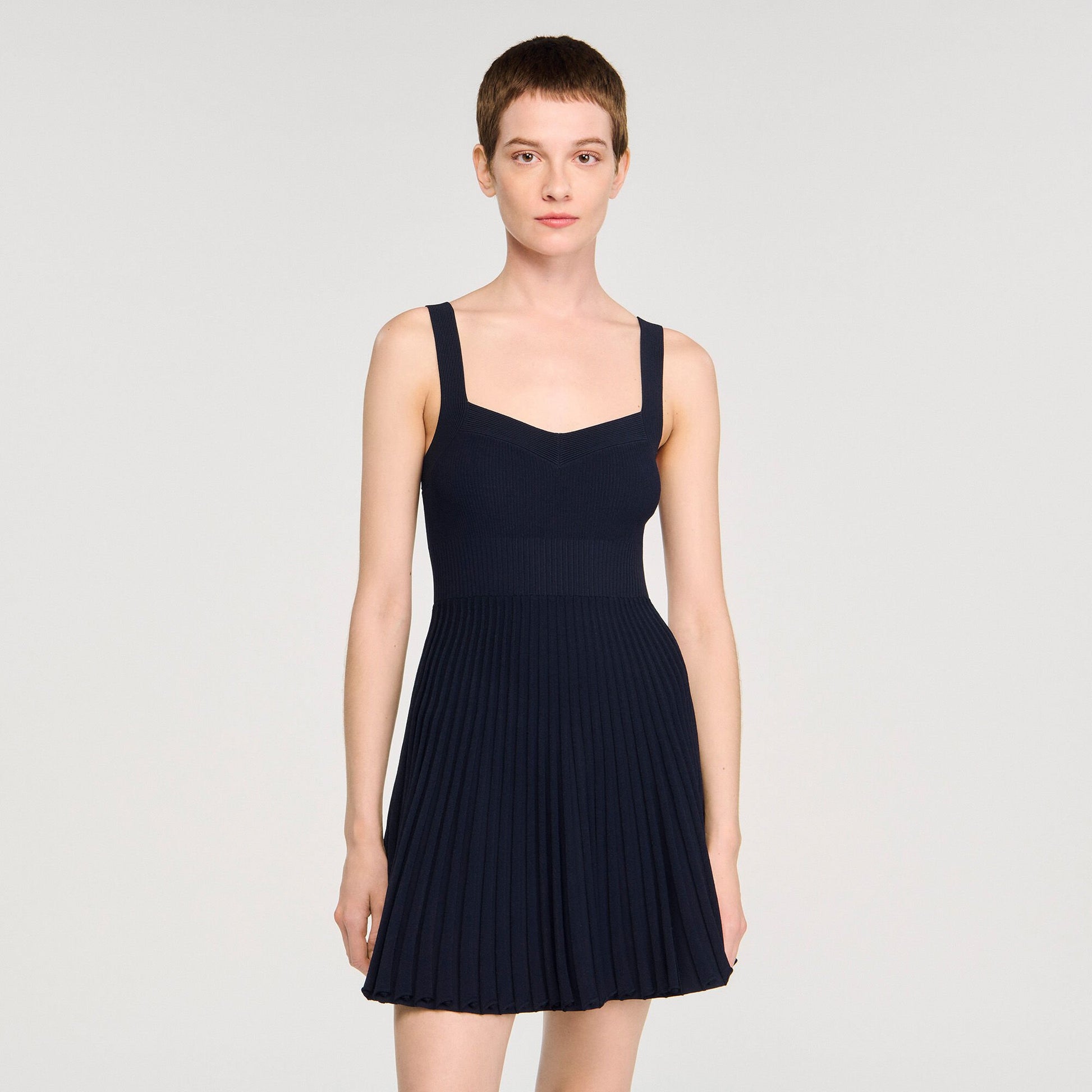 Sandro Mini knit dress Navy Blue
