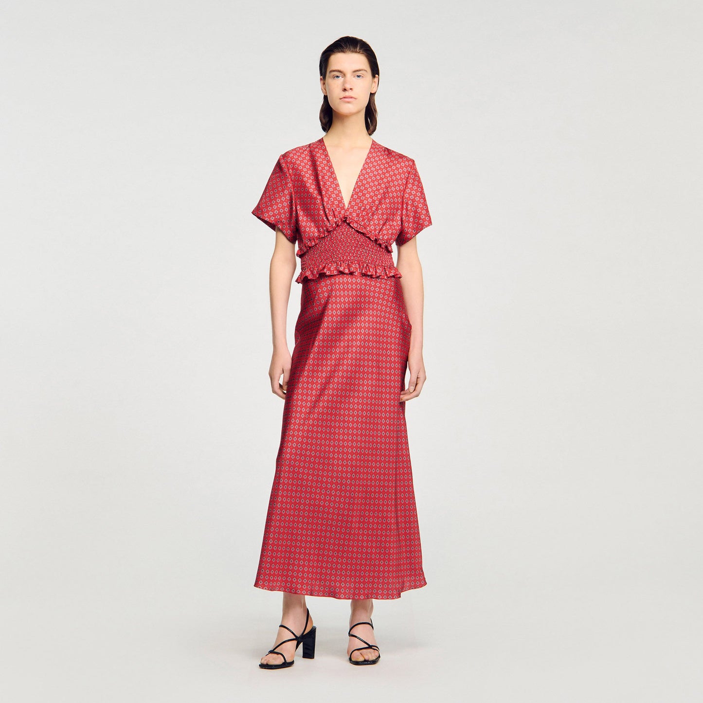 Sandro Scarf print maxi dress Red / Pink