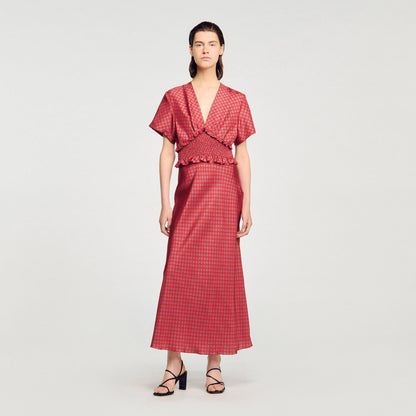 Sandro Scarf print maxi dress Red / Pink
