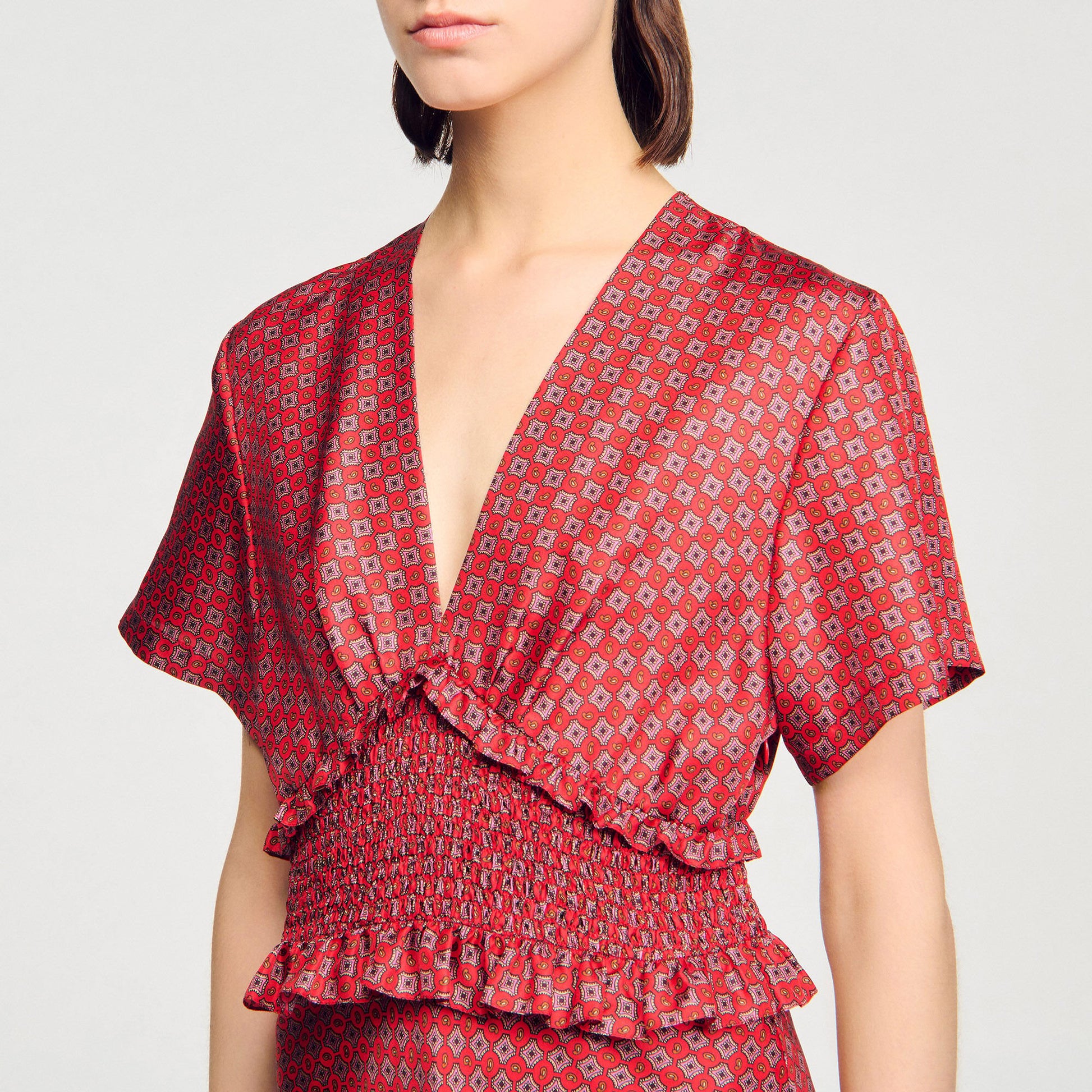 Sandro Scarf print maxi dress Red / Pink