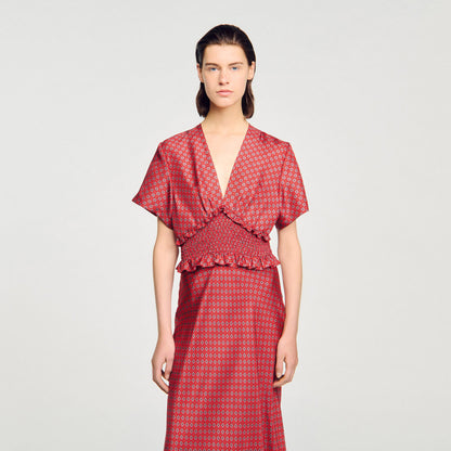 Sandro Scarf print maxi dress Red / Pink