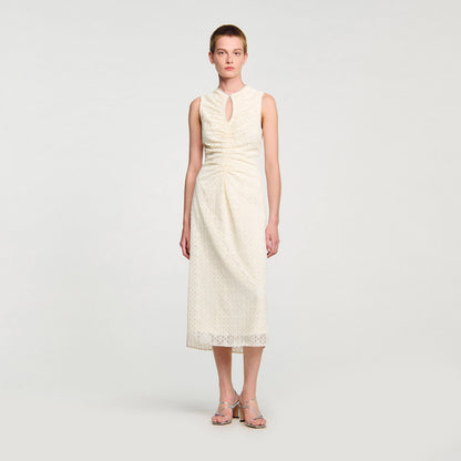 Sandro Lace keyhole maxi dress Ecru