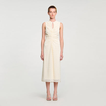 Sandro Lace keyhole maxi dress Ecru