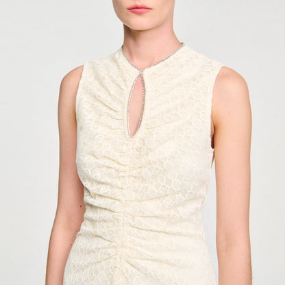Sandro Lace keyhole maxi dress Ecru