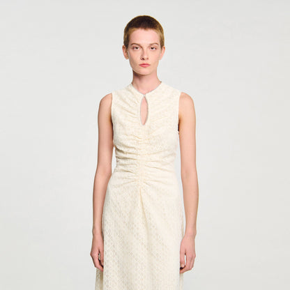 Sandro Lace keyhole maxi dress Ecru