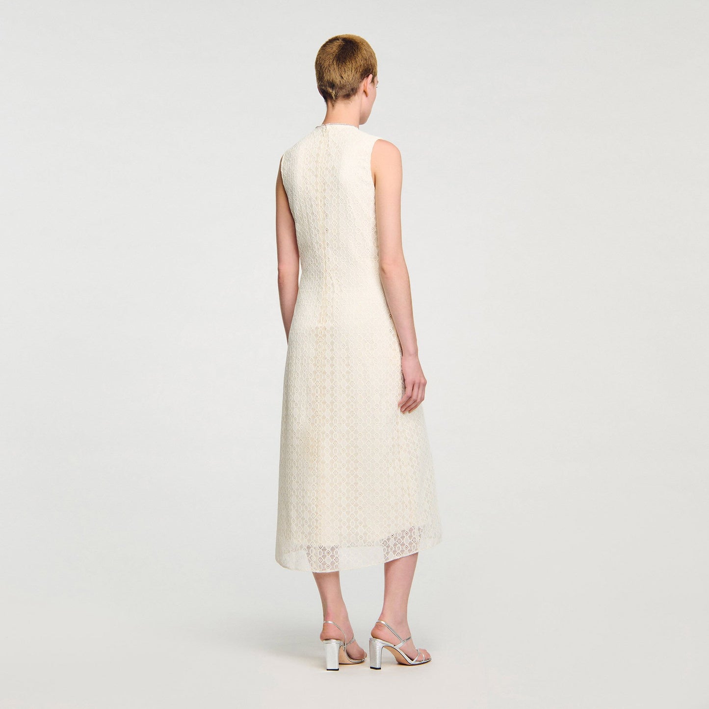 Sandro Lace keyhole maxi dress Ecru