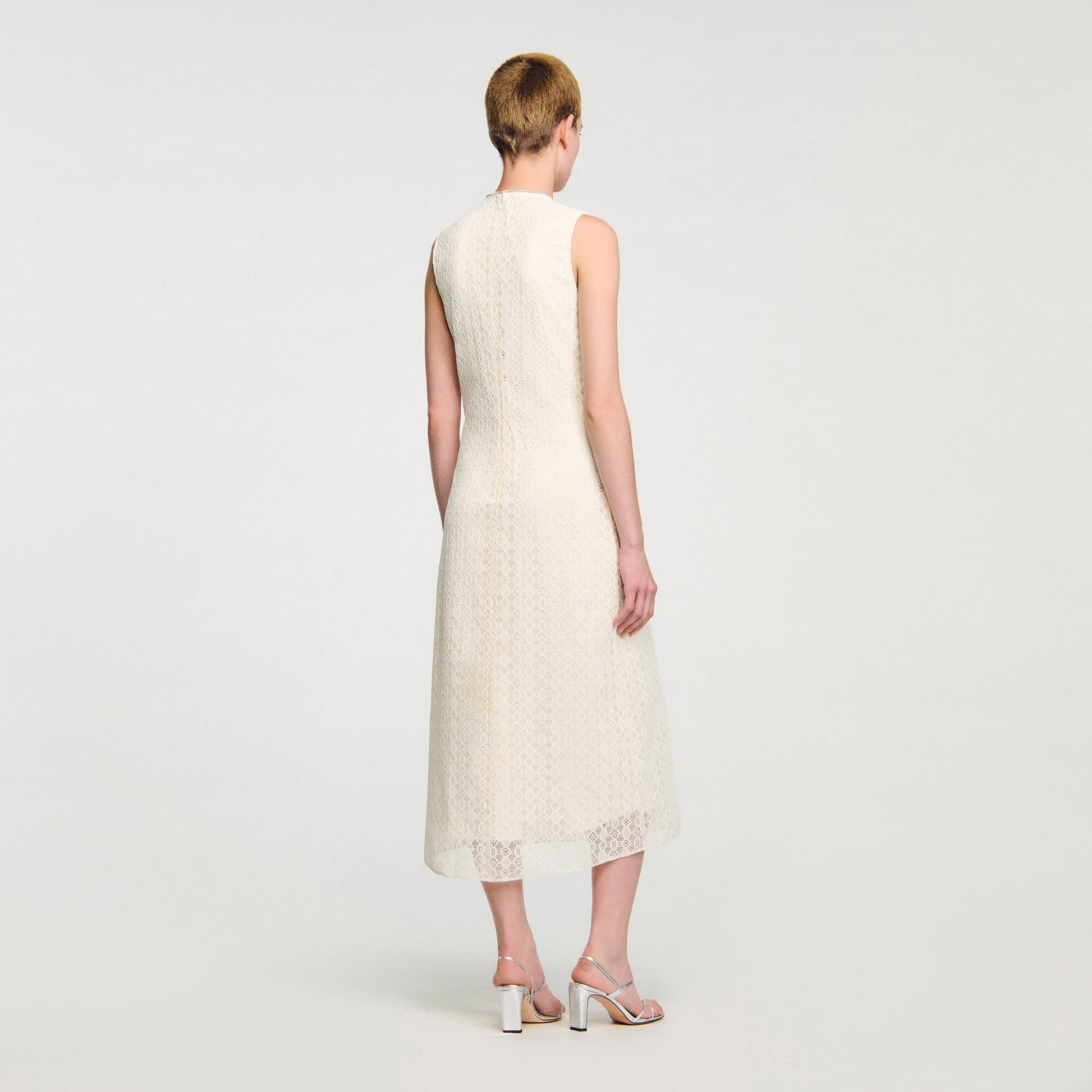 Sandro Lace keyhole maxi dress Ecru