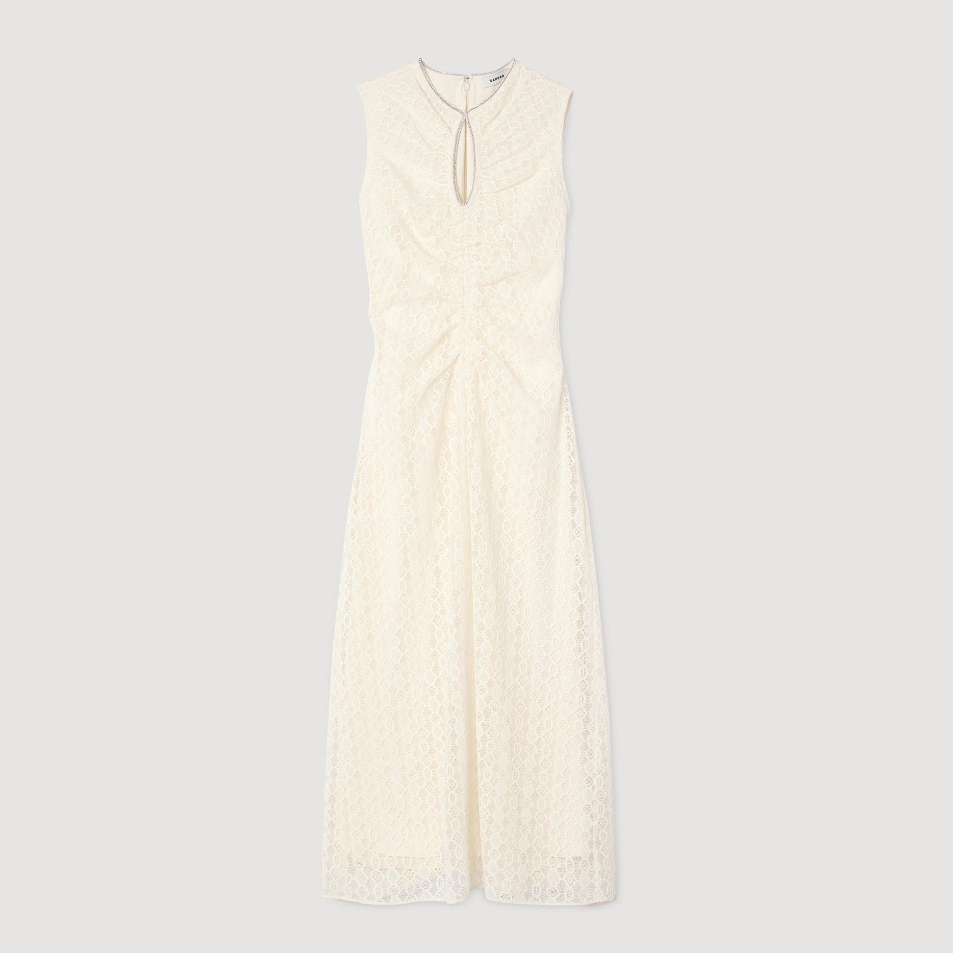 Sandro Lace keyhole maxi dress Ecru