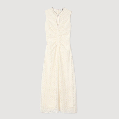 Sandro Lace keyhole maxi dress Ecru