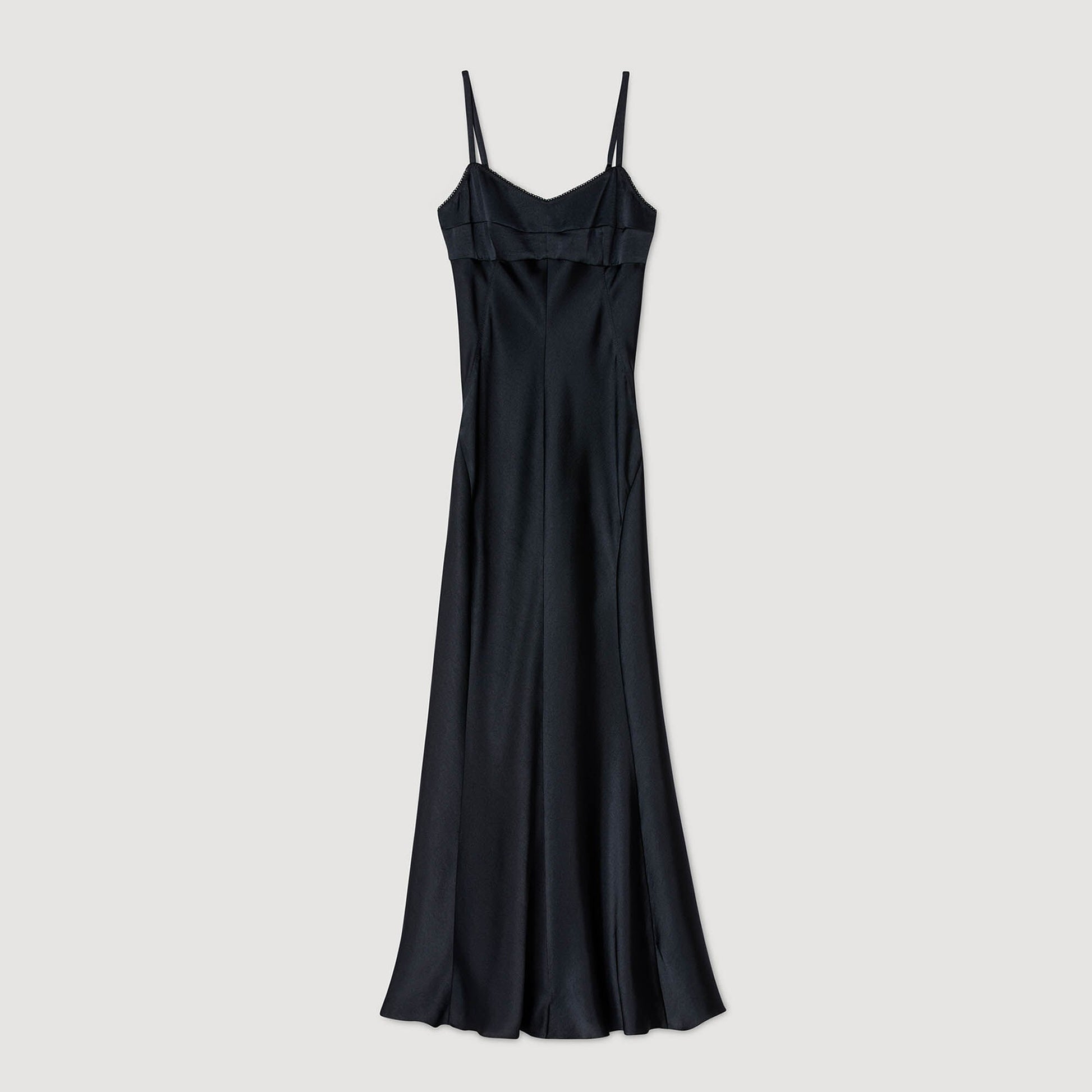 Sandro Satin-effect maxi dress Navy Blue