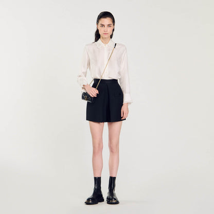 Sandro High-waisted shorts with buttons Black