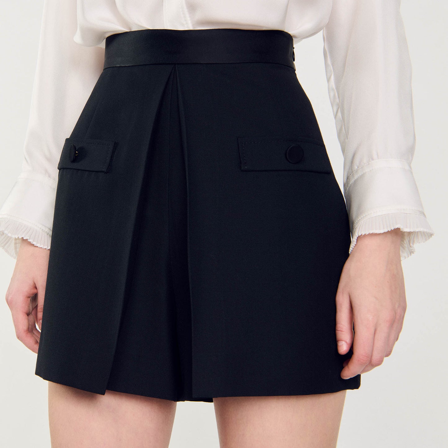 Sandro High-waisted shorts with buttons Black