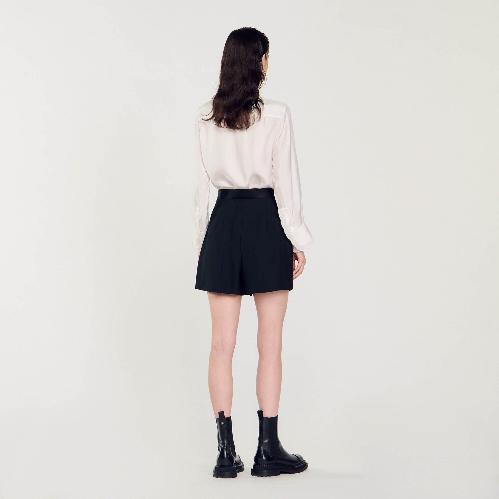 Sandro High-waisted shorts with buttons Black