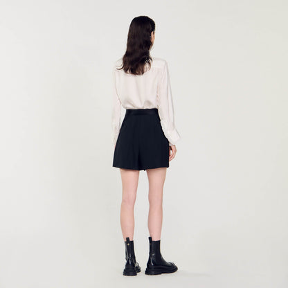 Sandro High-waisted shorts with buttons Black