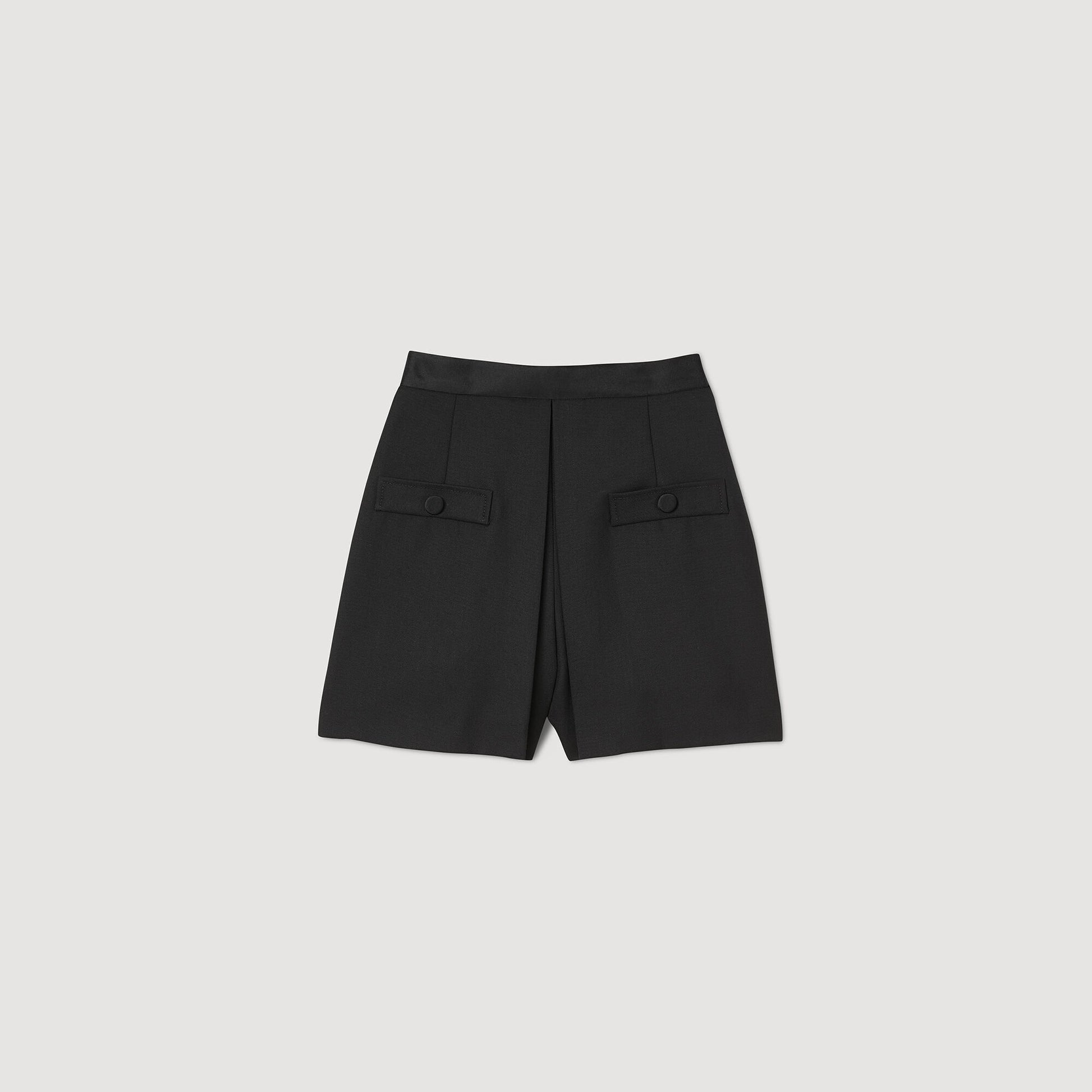 Sandro High-waisted shorts with buttons Black