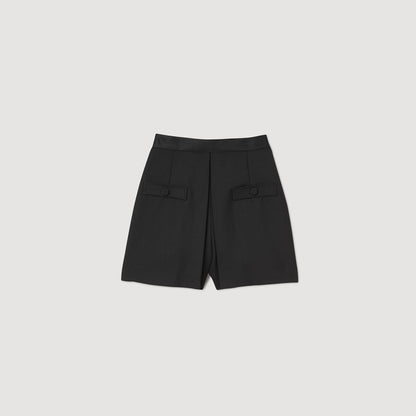 Sandro High-waisted shorts with buttons Black