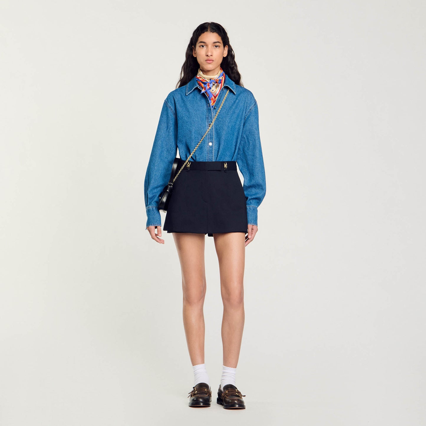 Sandro Skort with decorative belt loops Navy Blue