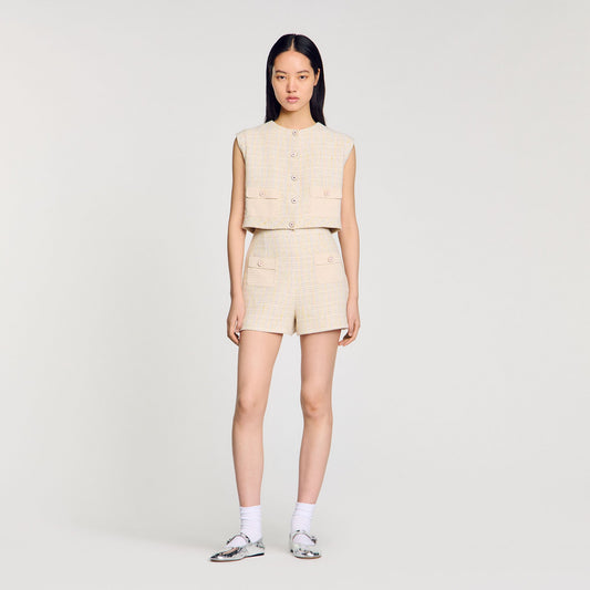 Sandro Decorative tweed shorts Yellow / Ecru