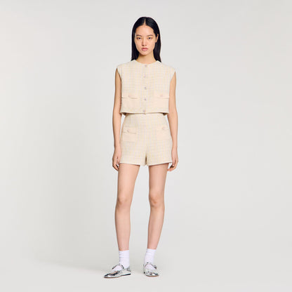 Sandro Decorative tweed shorts Yellow / Ecru