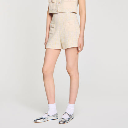 Sandro Decorative tweed shorts Yellow / Ecru