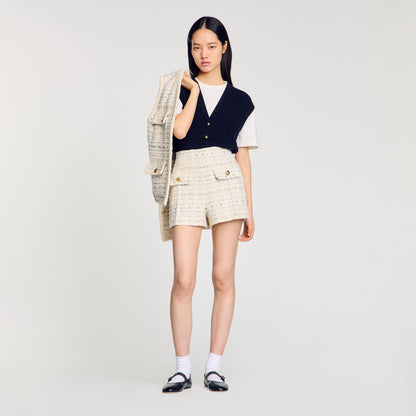 Sandro Decorative tweed shorts Ecru / Lurex