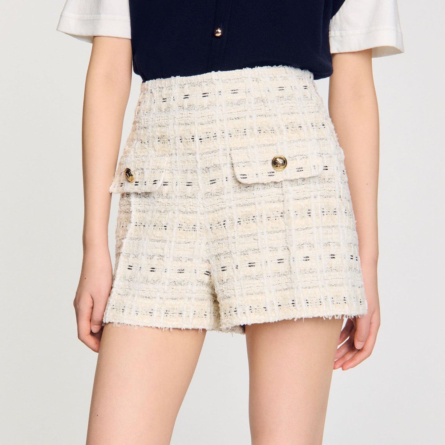 Sandro Decorative tweed shorts Ecru / Lurex