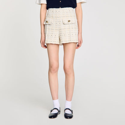 Sandro Decorative tweed shorts Ecru / Lurex