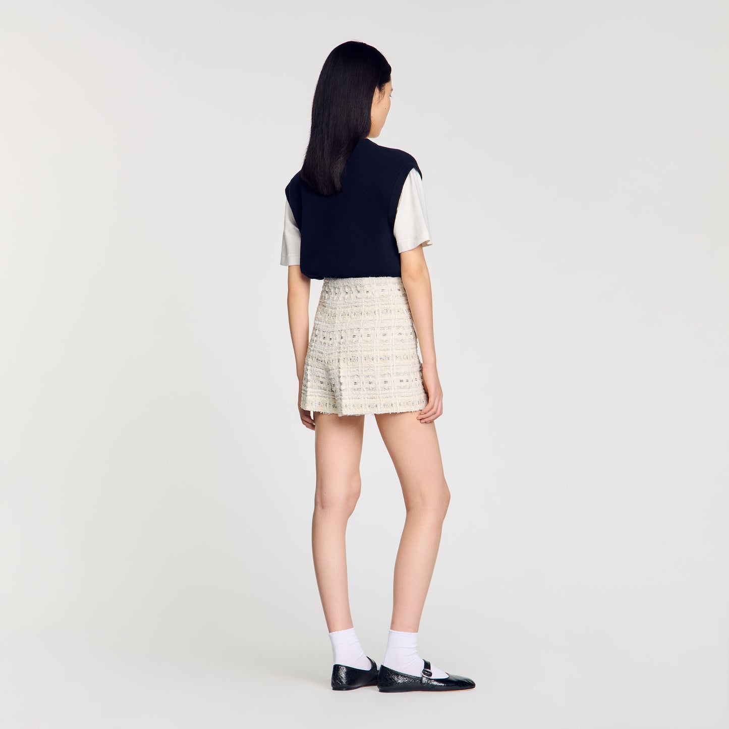 Sandro Decorative tweed shorts Ecru / Lurex
