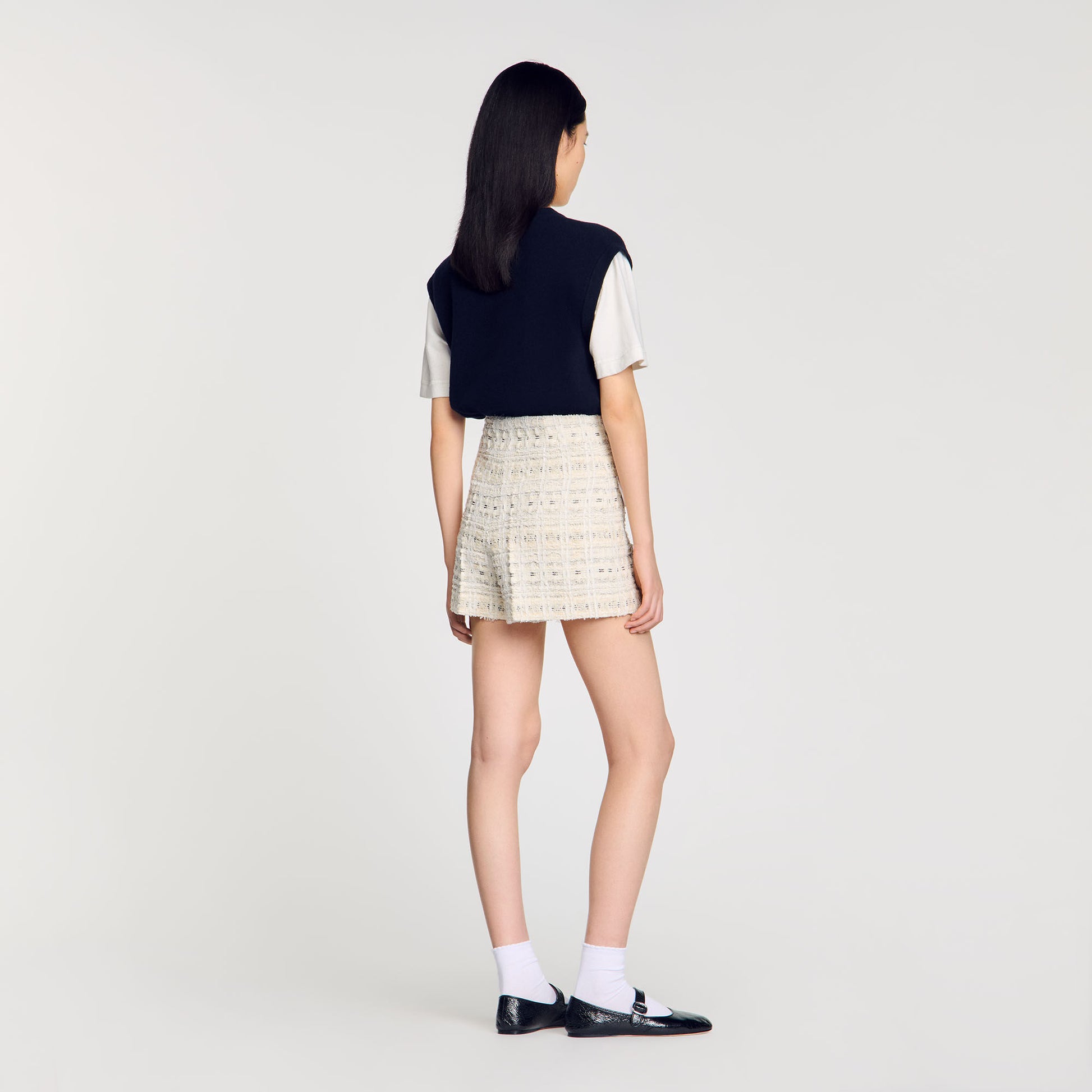 Sandro Decorative tweed shorts Ecru / Lurex