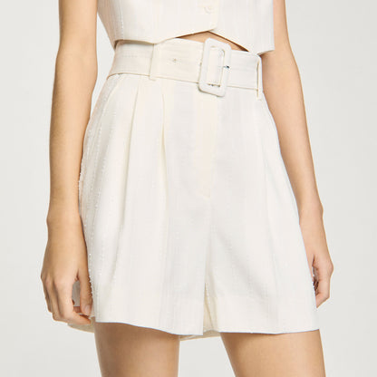 Sandro Sequin high-waisted shorts Ecru