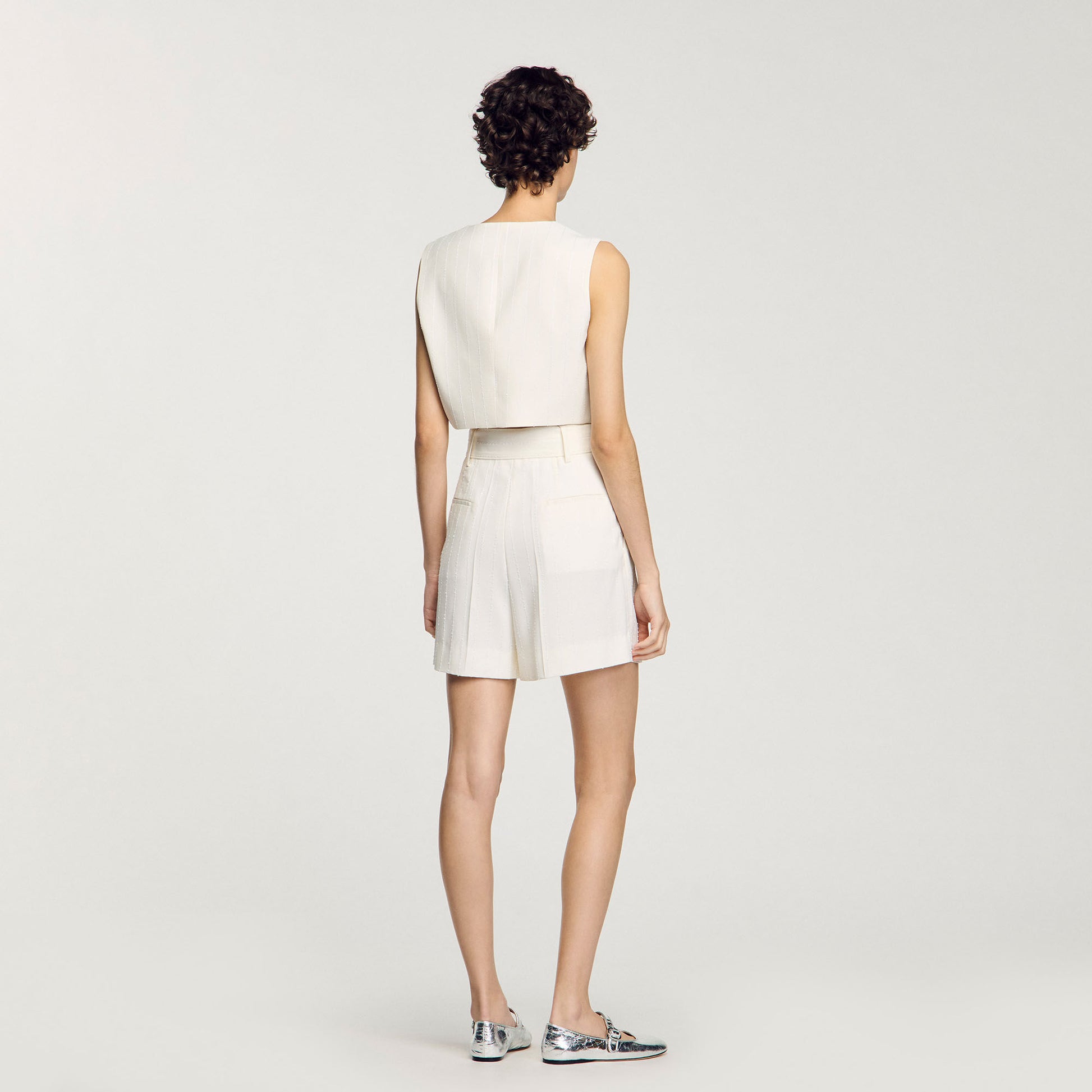 Sandro Sequin high-waisted shorts Ecru