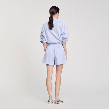 Sandro Striped shorts with flower detail Sky Blue