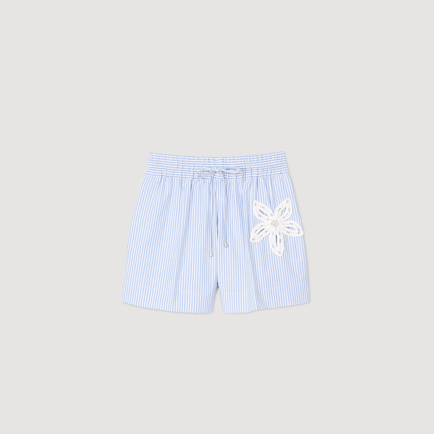 Sandro Striped shorts with flower detail Sky Blue